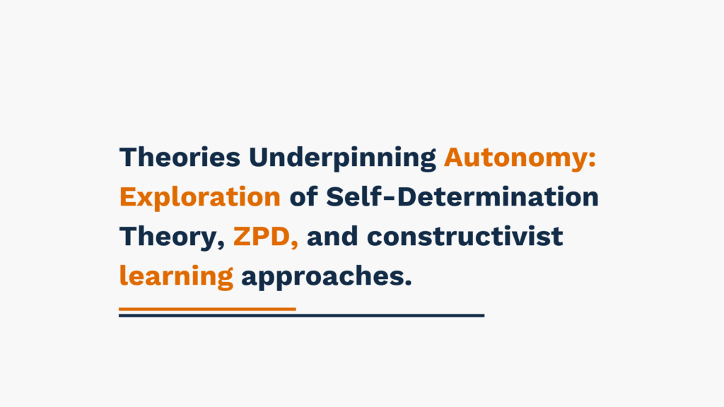 Theories Underpinning Autonomy: Exploration of Self-Determination Theory, ZPD, and constructivist learning approaches.