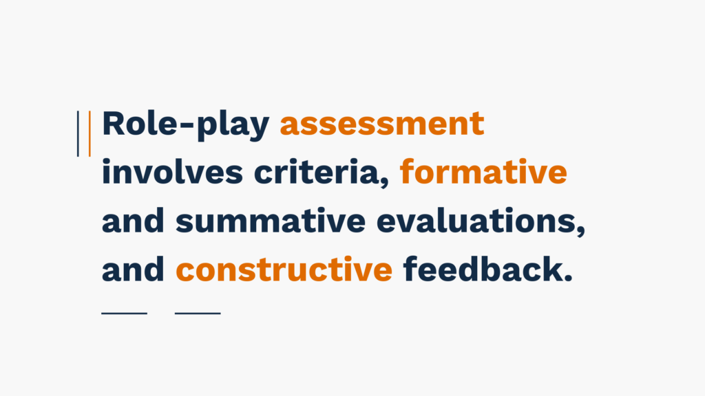 "Role-play types include scripted, improvised, simulations, and debates, catering to various needs - text highlighted in orange and blue."