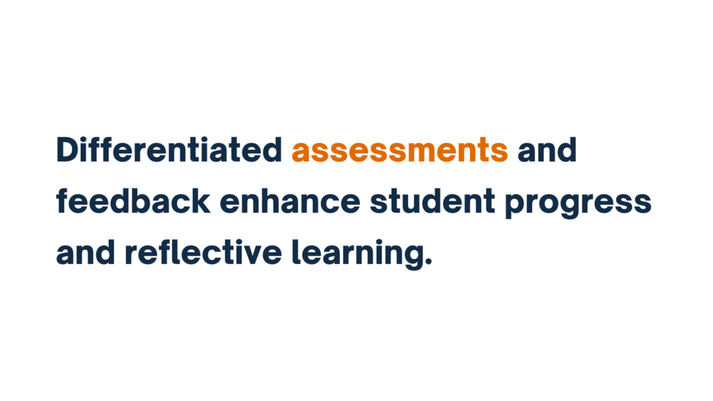 Text reading: Differentiated assessments and feedback enhance student progress and reflective learning.