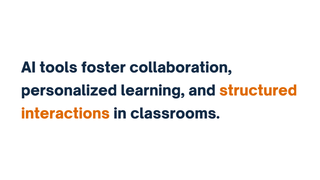 AI tools foster collaboration, personalized learning, and structured interactions in classrooms.