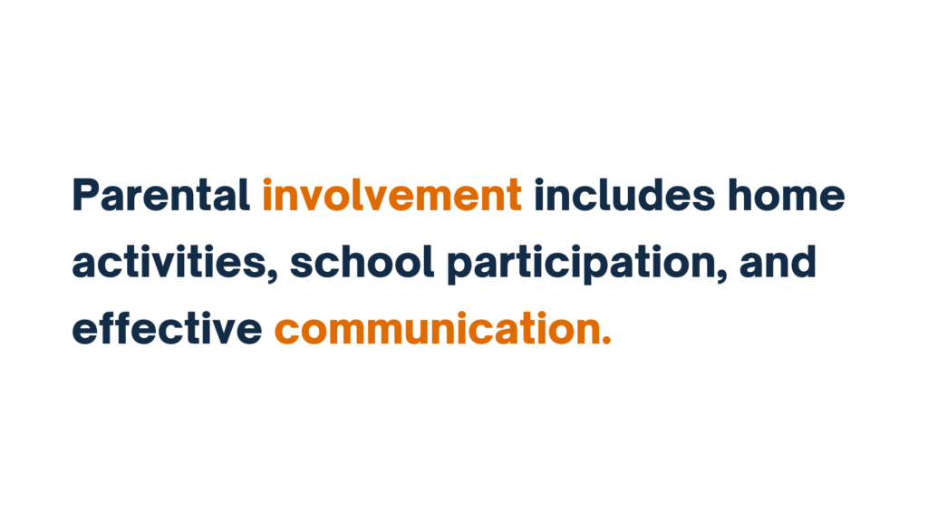 Alt Text: "Text reads: 'Parental involvement includes home activities, school participation, and effective communication.'"